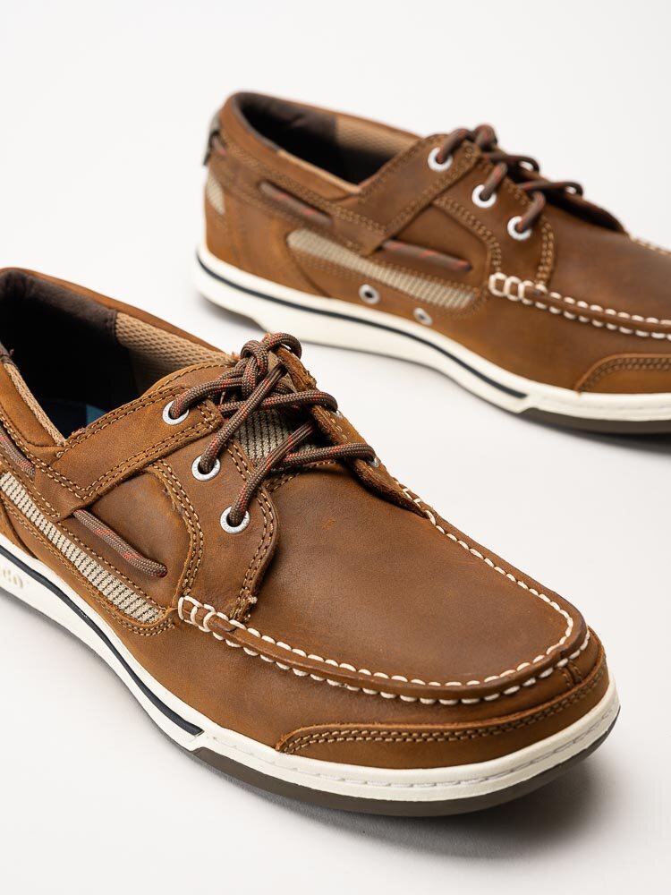 Sebago - Triton Three Eyelets FGL - Bruna seglarskor i oljat skinn