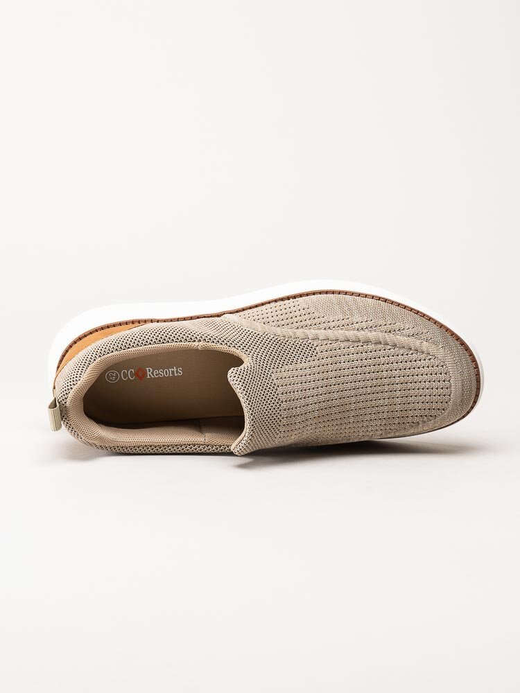 CC Resorts - Beige slip on skor i textil