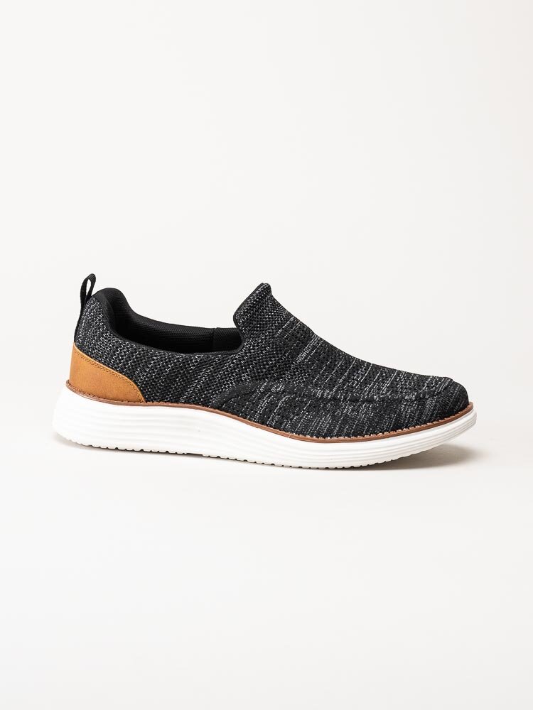 CC Resorts - Svartmelerade slip on skor i textil