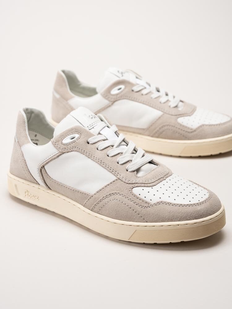 Sioux - Tedroso 704 - Beige vita sneakers i skinn och mocka