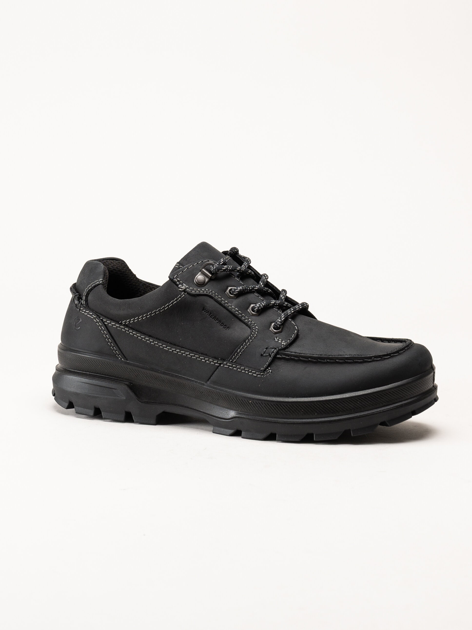 Ecco - Rugged Track WP - Svarta waterproof snörskor i oljat skinn
