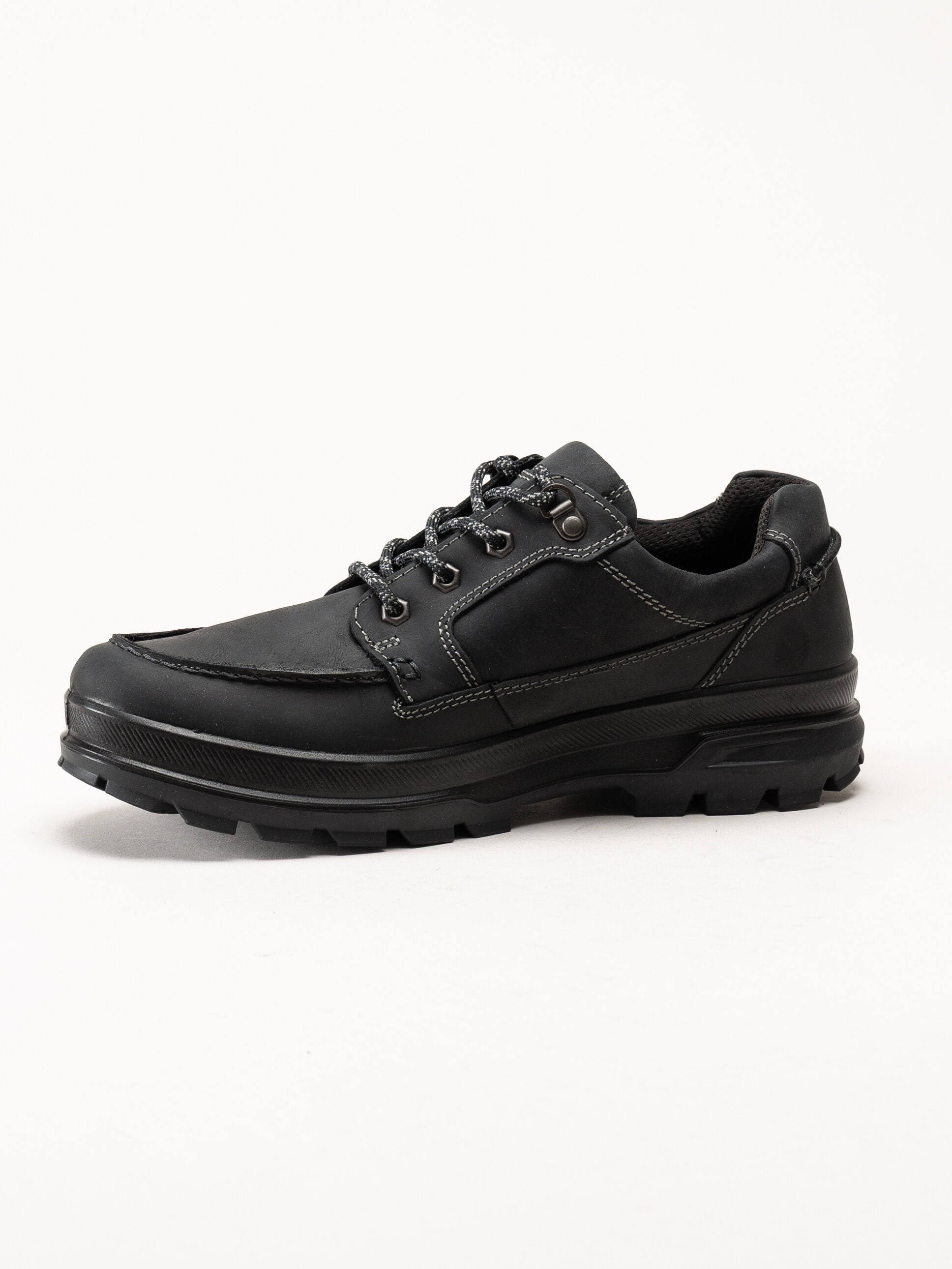 Ecco - Rugged Track WP - Svarta waterproof snörskor i oljat skinn