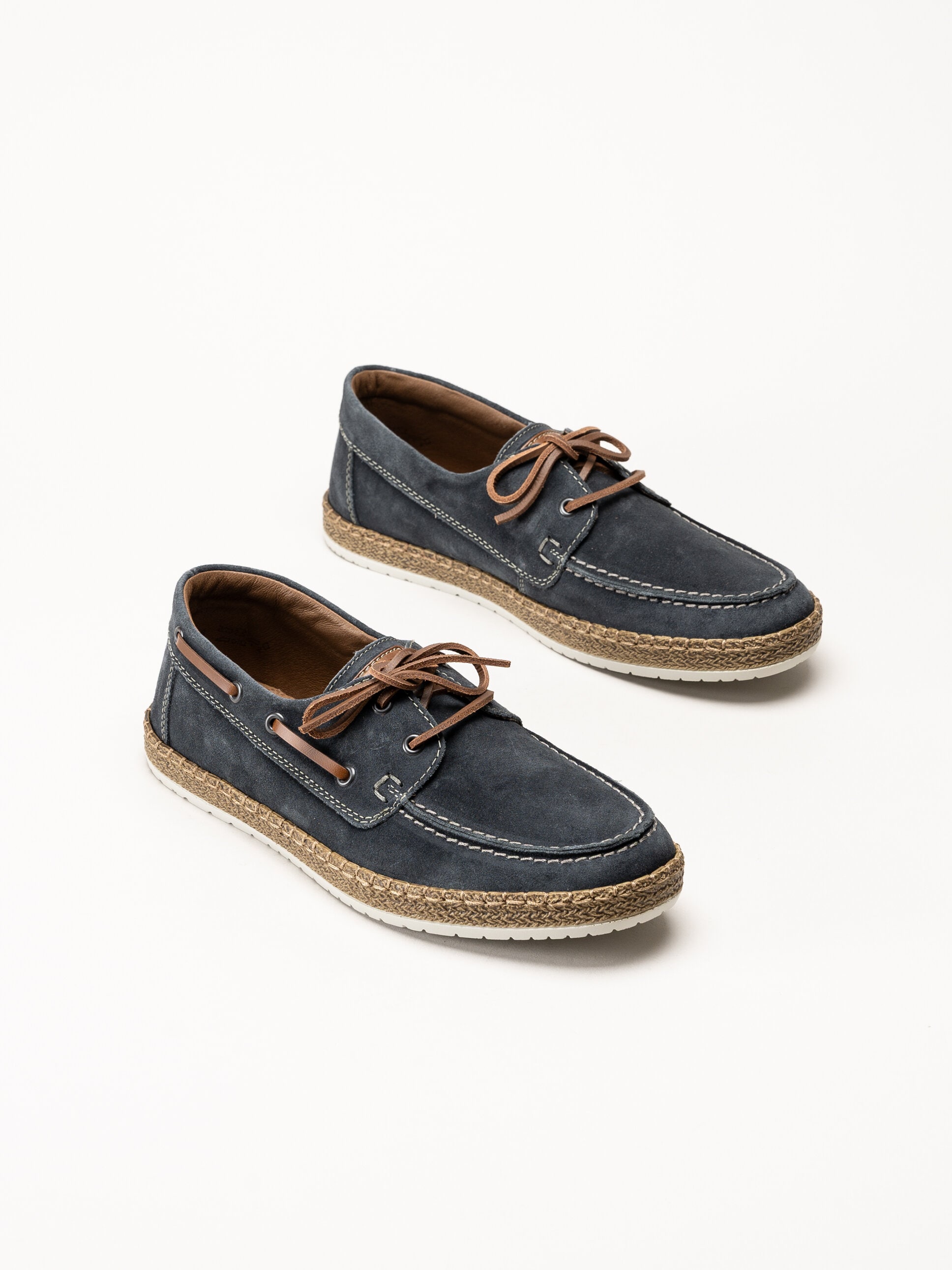 Rieker - Blå seglarsko i mocka