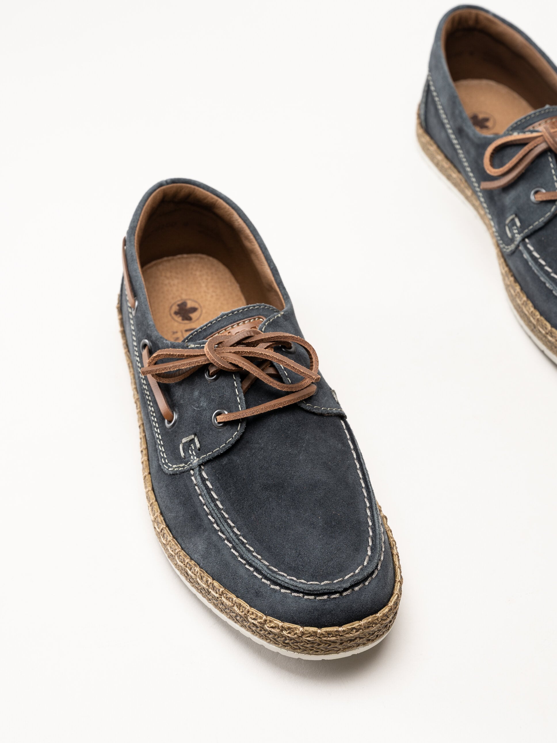 Rieker - Blå seglarsko i mocka