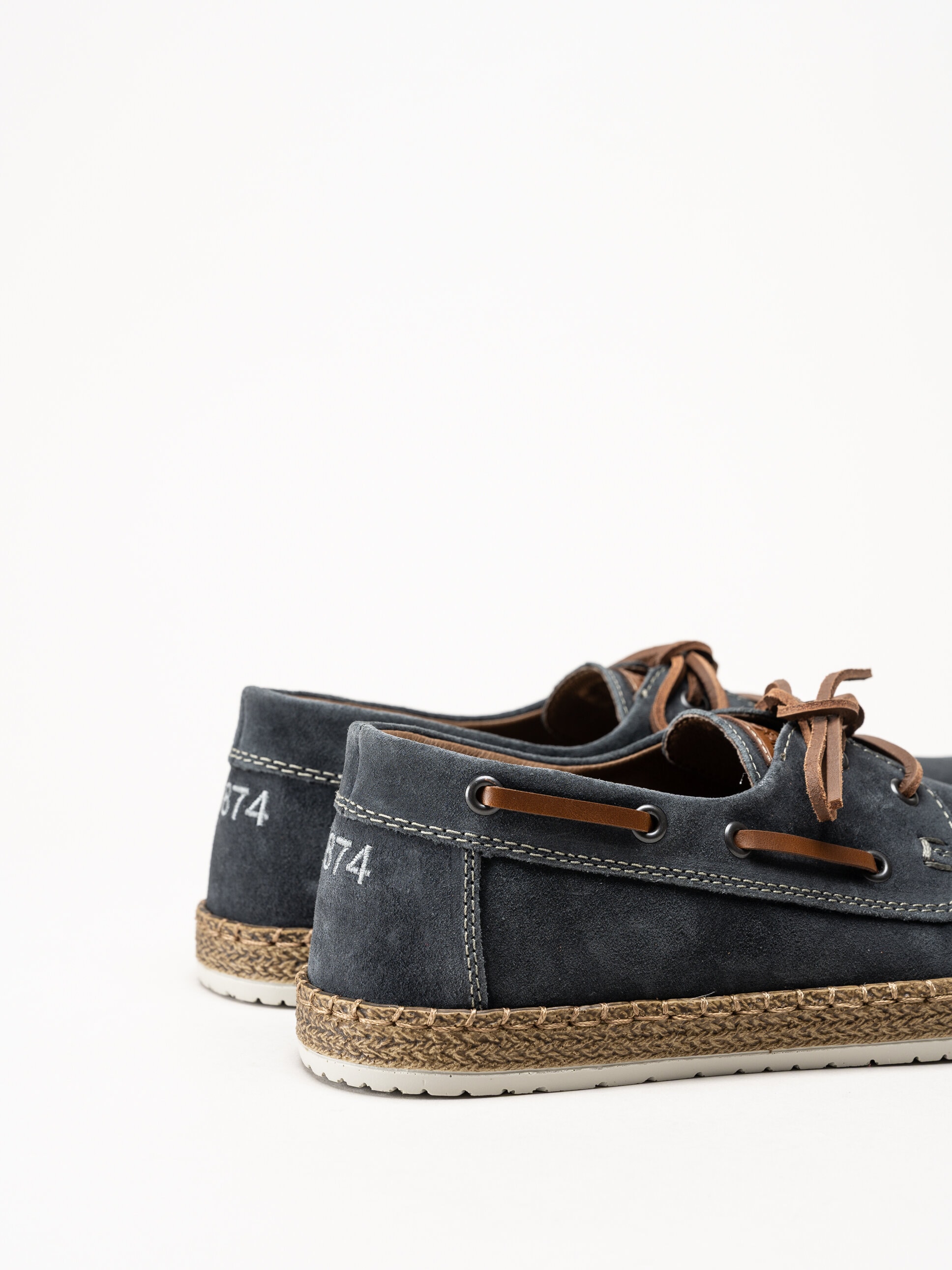 Rieker - Blå seglarsko i mocka