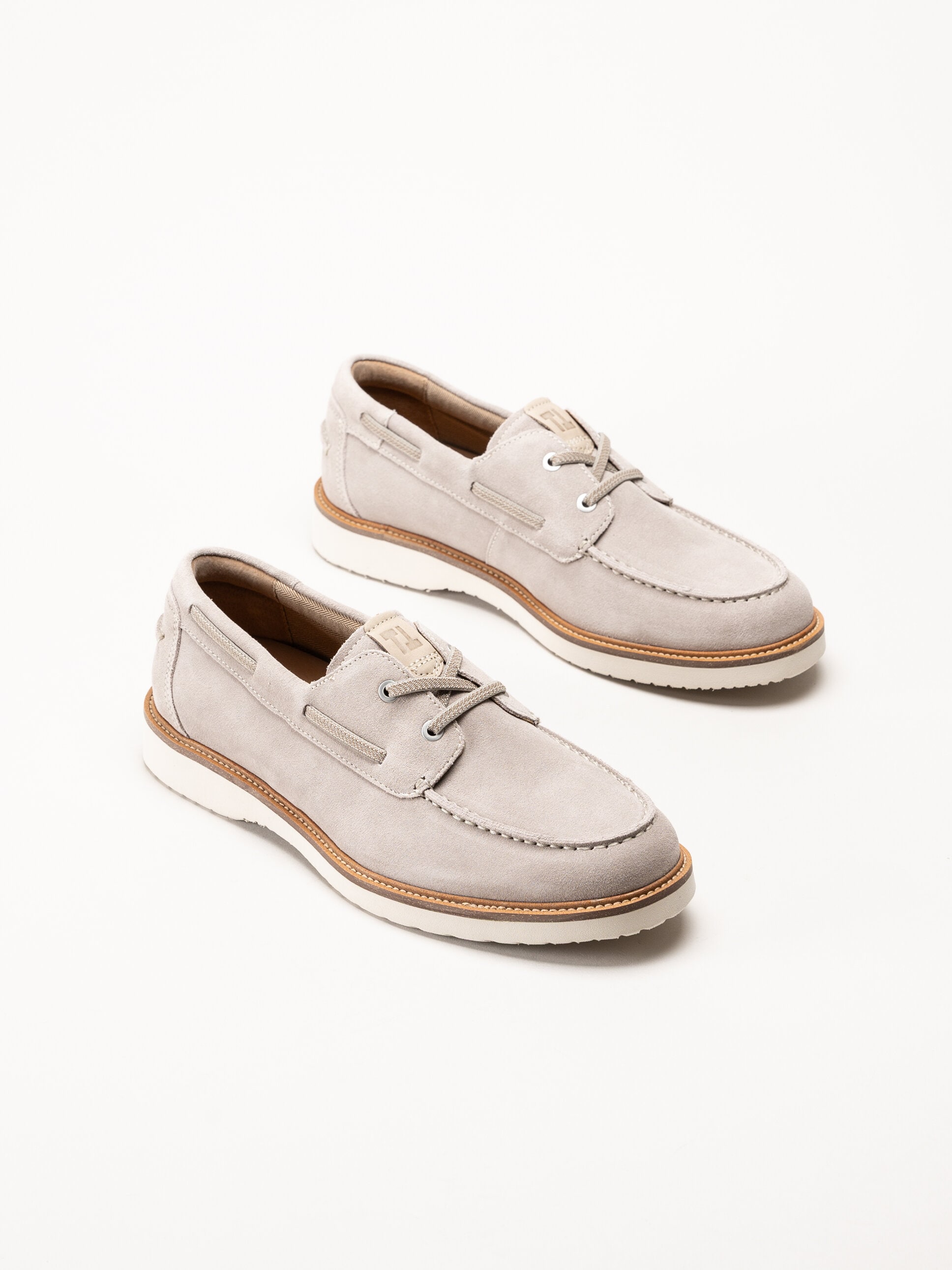 Tamaris - Beige seglarskor i mocka