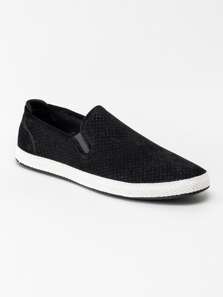 Playboy Footwear - Samuel - Svarta slip on skor i mocka