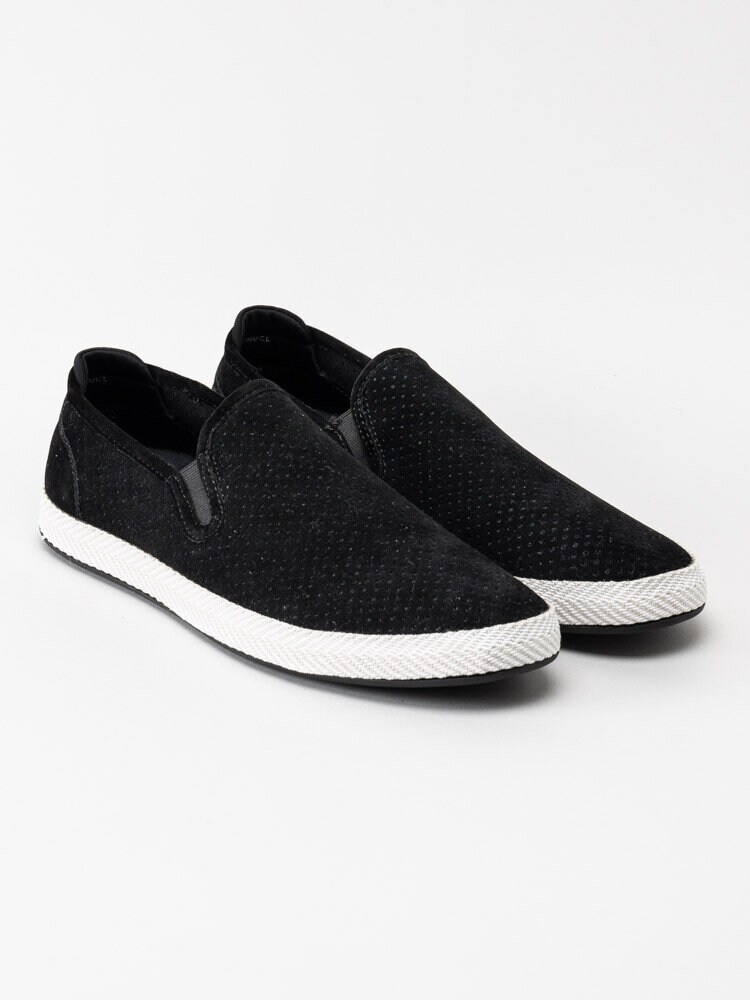 Playboy Footwear - Samuel - Svarta slip on skor i mocka