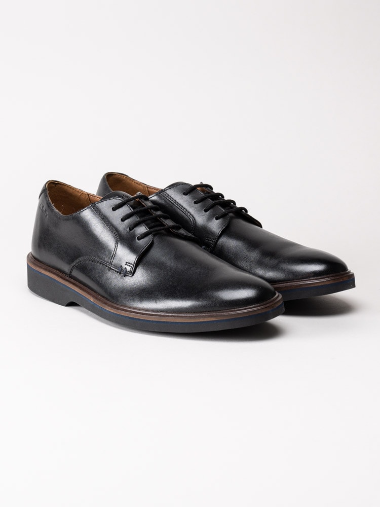 Clarks - Malwood Plain - Svarta dressade snörskor i skinn