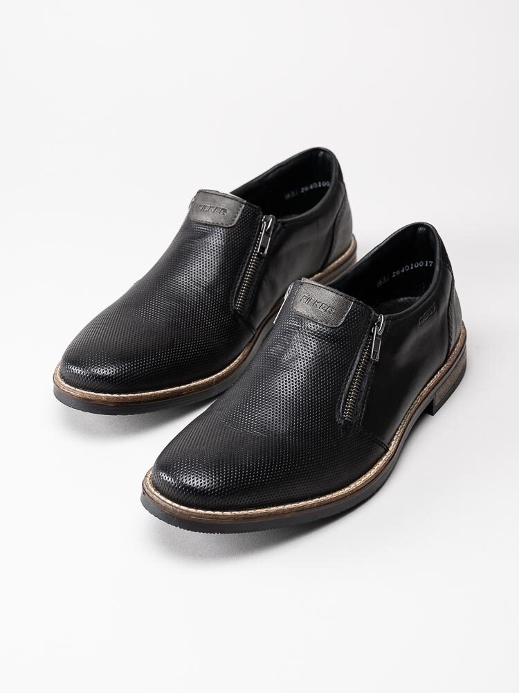 Rieker - Svarta loafers i skinn