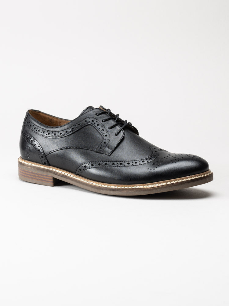 Hush Puppies - Nuvi Brogue - Svarta snörskor med brogues