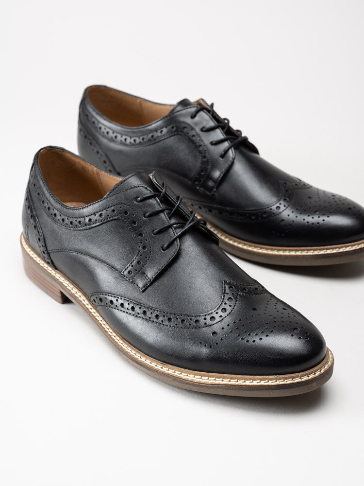 Hush Puppies - Nuvi Brogue - Svarta snörskor med brogues