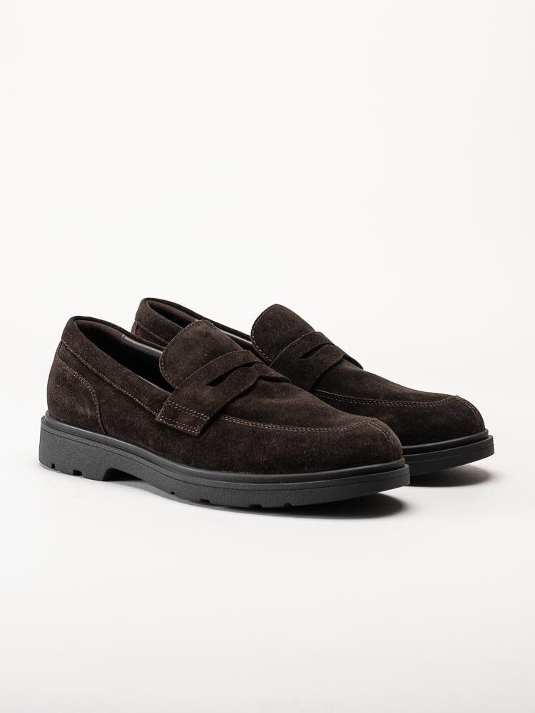 Geox - U Spherica EC1 - Mörkbruna loafers i mocka