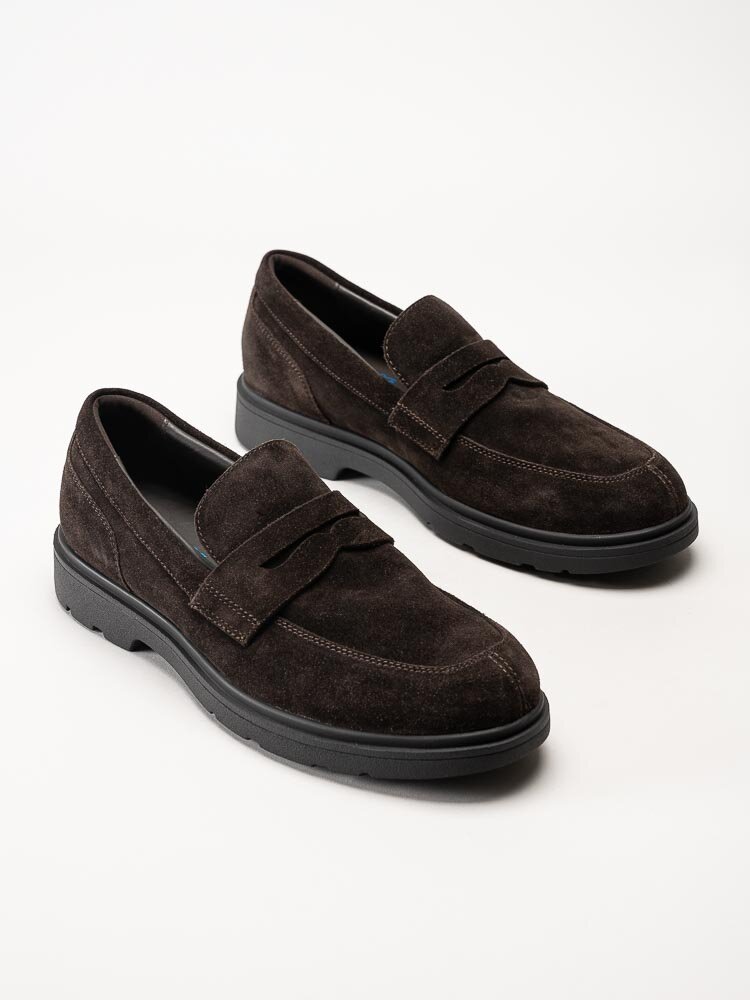 Geox - U Spherica EC1 - Mörkbruna loafers i mocka