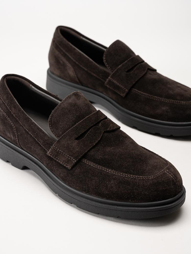 Geox - U Spherica EC1 - Mörkbruna loafers i mocka