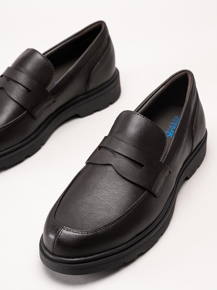 Geox - U Spherica EC1 - Mörkbruna loafers i skinn