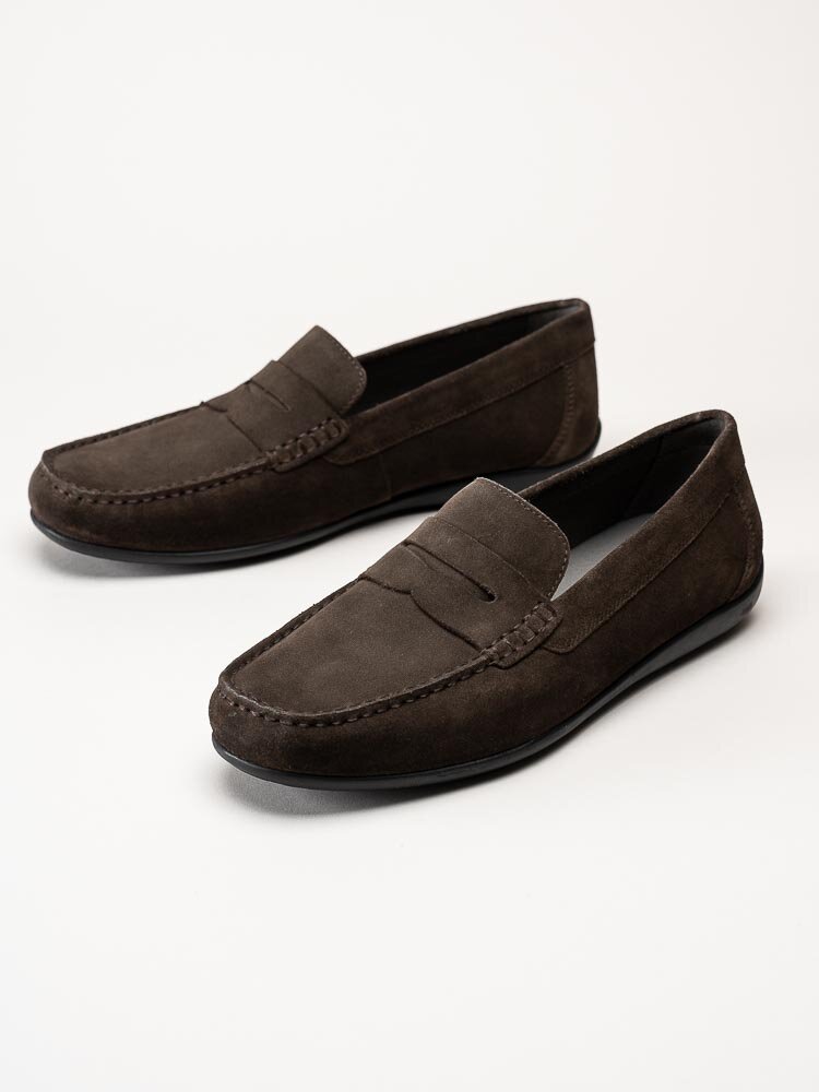 Geox - U Ascanio C - Mörkbruna loafers i skinn