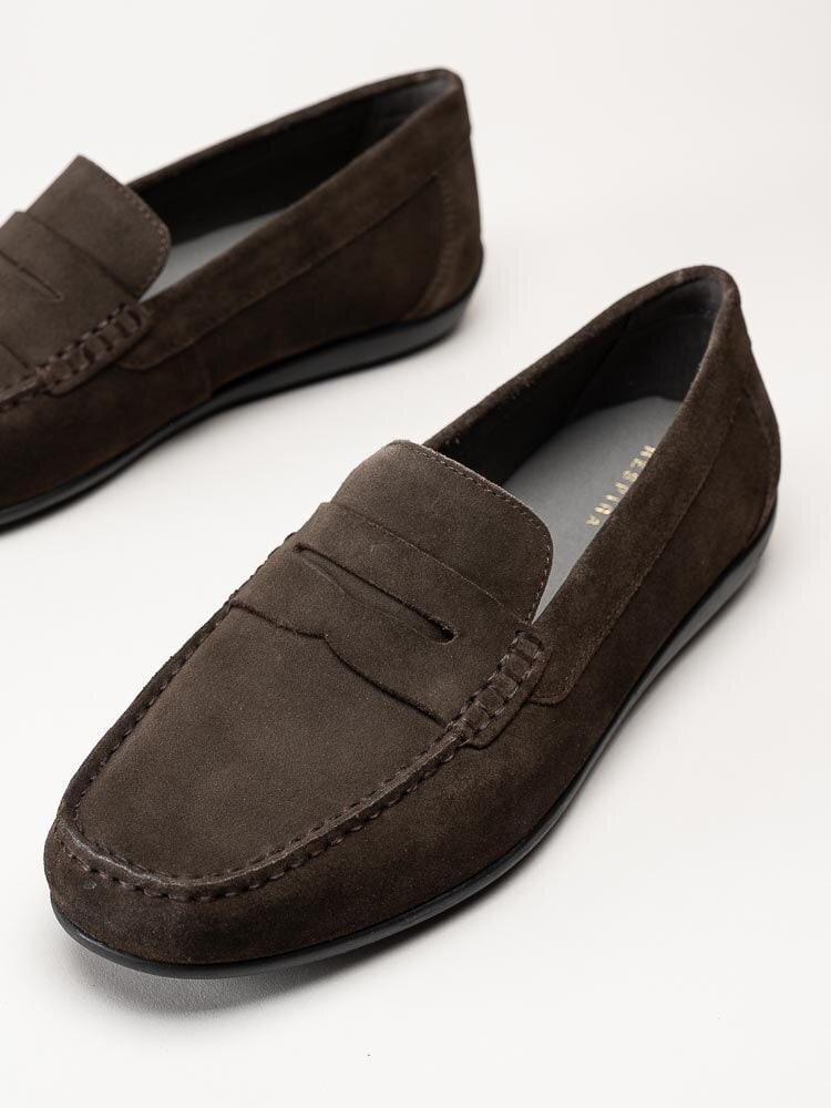 Geox - U Ascanio C - Mörkbruna loafers i skinn