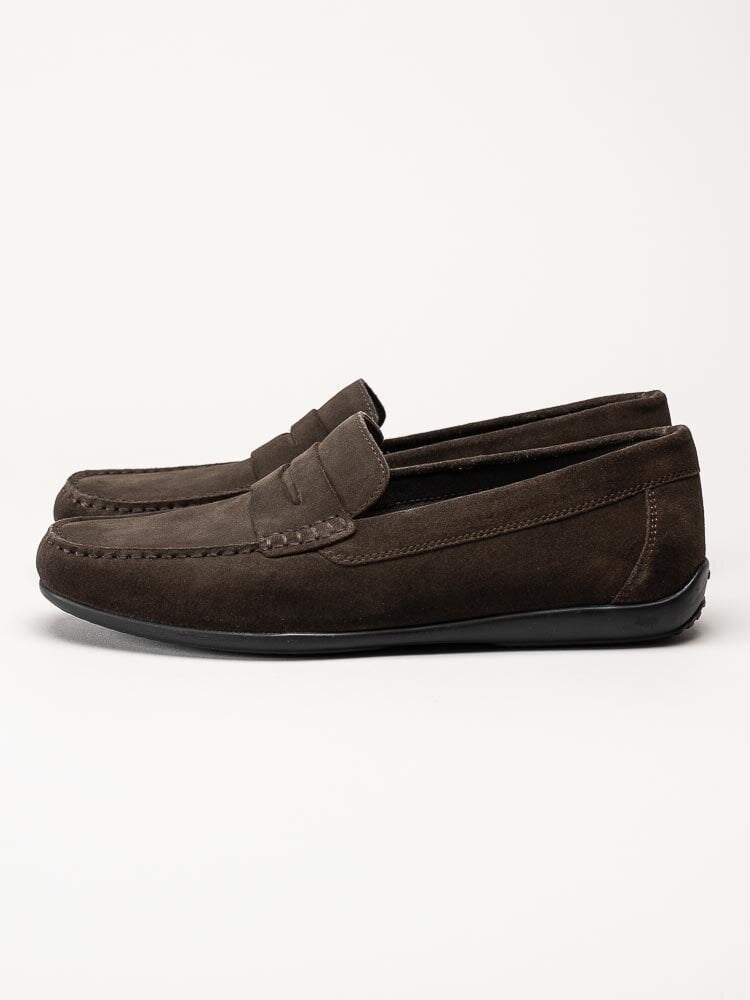 Geox - U Ascanio C - Mörkbruna loafers i skinn