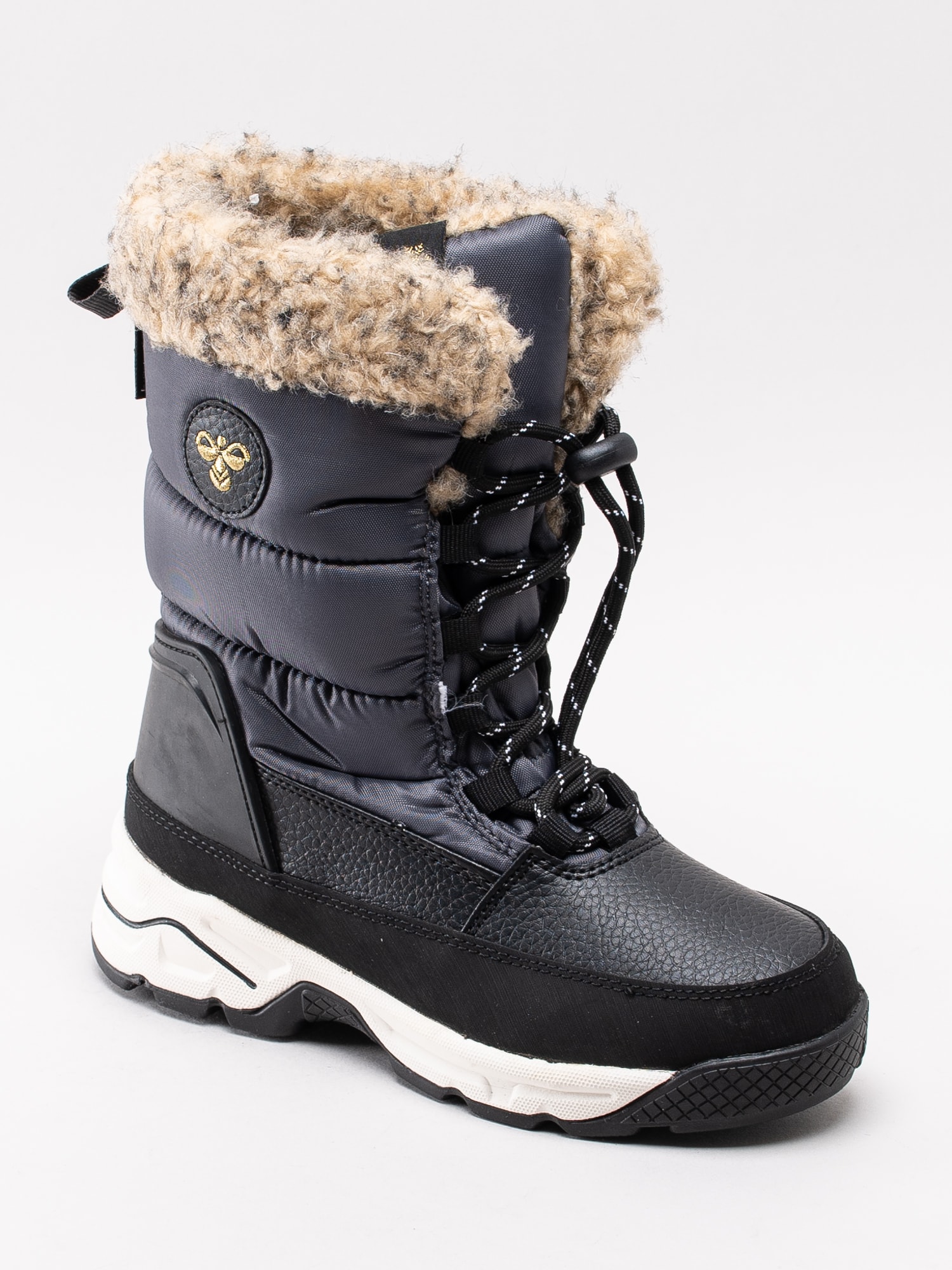41193014 Hummel Snow Boot Junior WP 204-535-1525 mörkgrå vattentäta vinterstövlar med fuskpäls-1