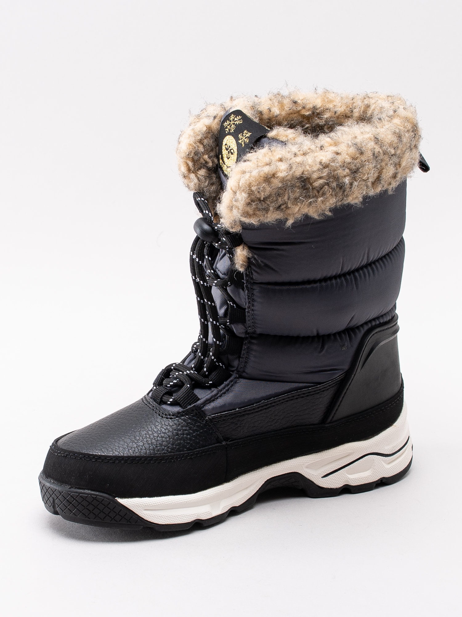 41193014 Hummel Snow Boot Junior WP 204-535-1525 mörkgrå vattentäta vinterstövlar med fuskpäls-2