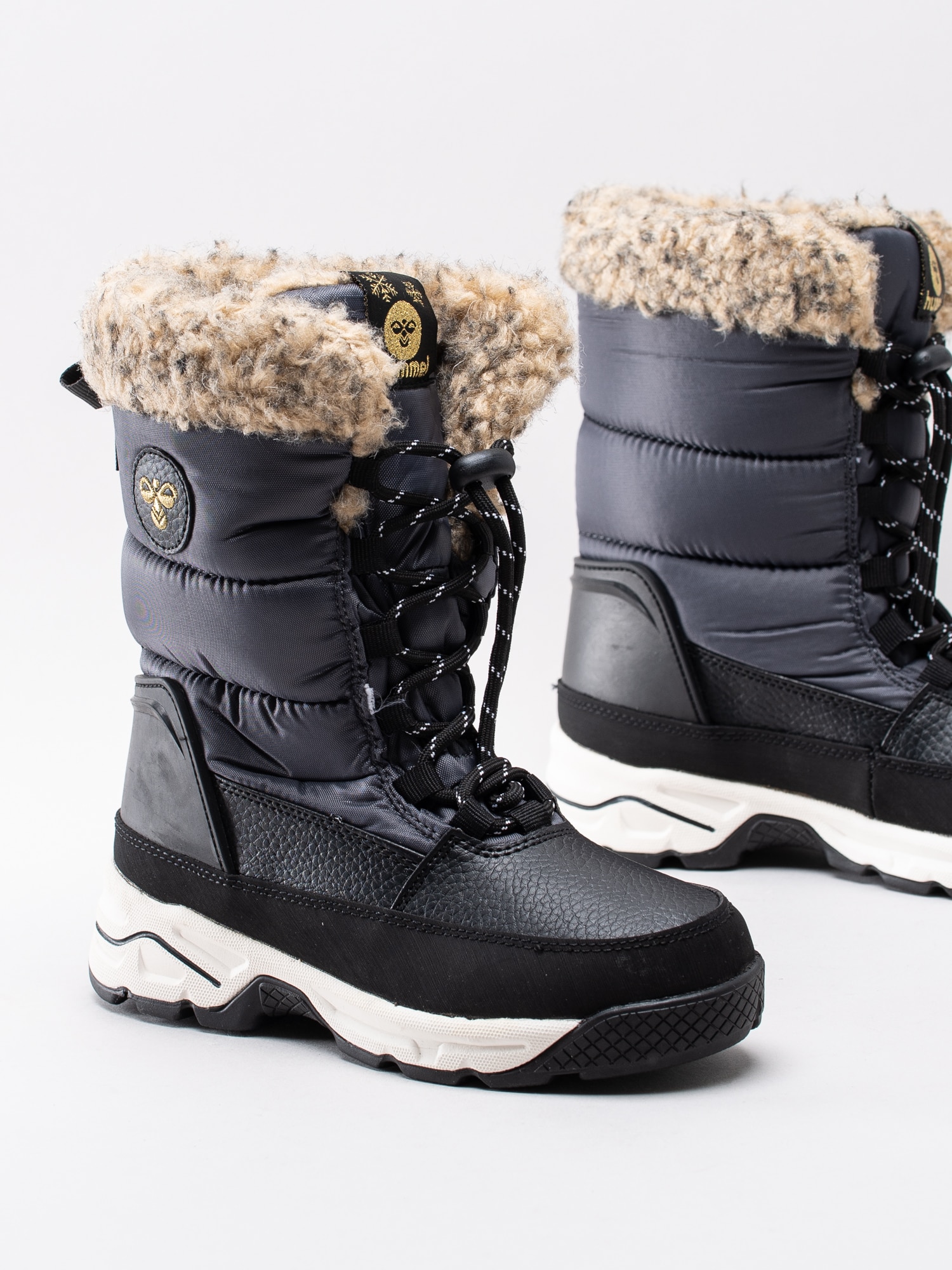 41193014 Hummel Snow Boot Junior WP 204-535-1525 mörkgrå vattentäta vinterstövlar med fuskpäls-6