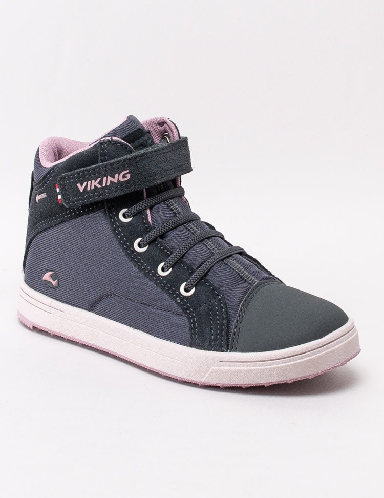 42203047 Viking Footwear Leah Mid GTX 3-50055-9194 Grå höstkängor med rosa detaljer i Gore-Tex-1