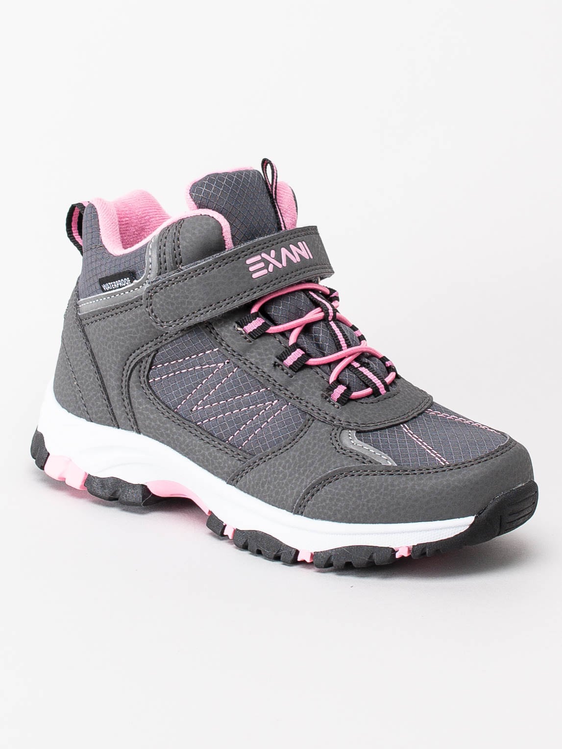 42203070 Exani Wooden Jr Grey Pink Grå sportskor med rosa detaljer-1