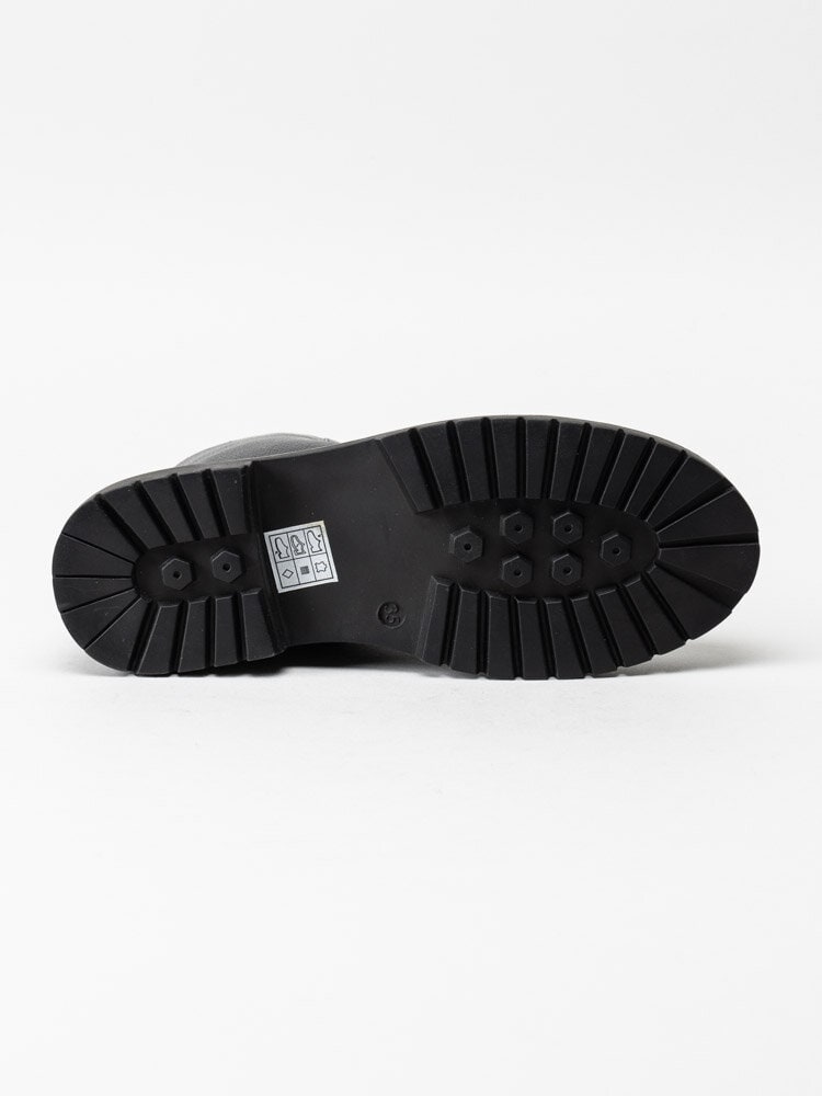 Copenhagen Shoes - Juliet Leather Fur - Svarta kängor med dekorativ snörning i skinn