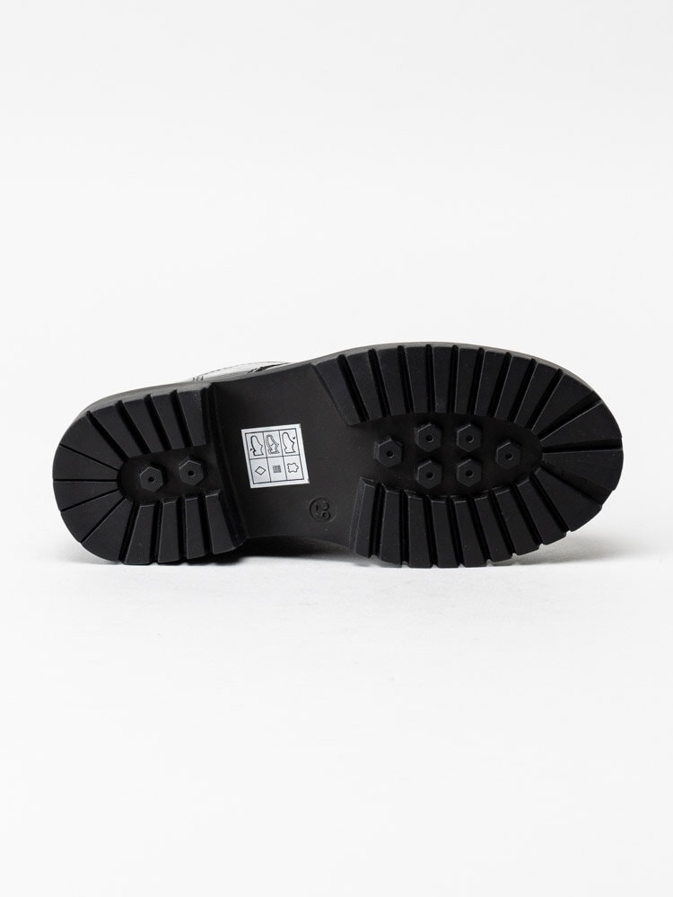Copenhagen Shoes - June Patent 21 - Svarta kängor med krokomönster i lackskinn