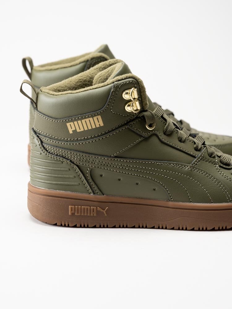 Puma - Rebound Rugged Jr - Gröna sneakers i skinn
