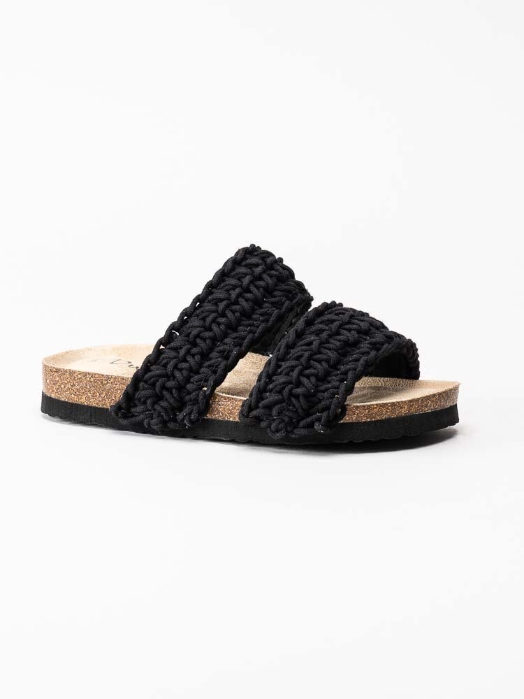 Duffy - Svarta slip in sandaler för barn i grovt virkad textil