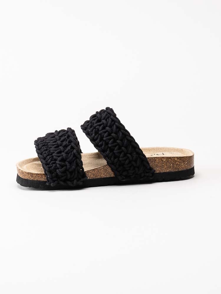 Duffy - Svarta slip in sandaler för barn i grovt virkad textil
