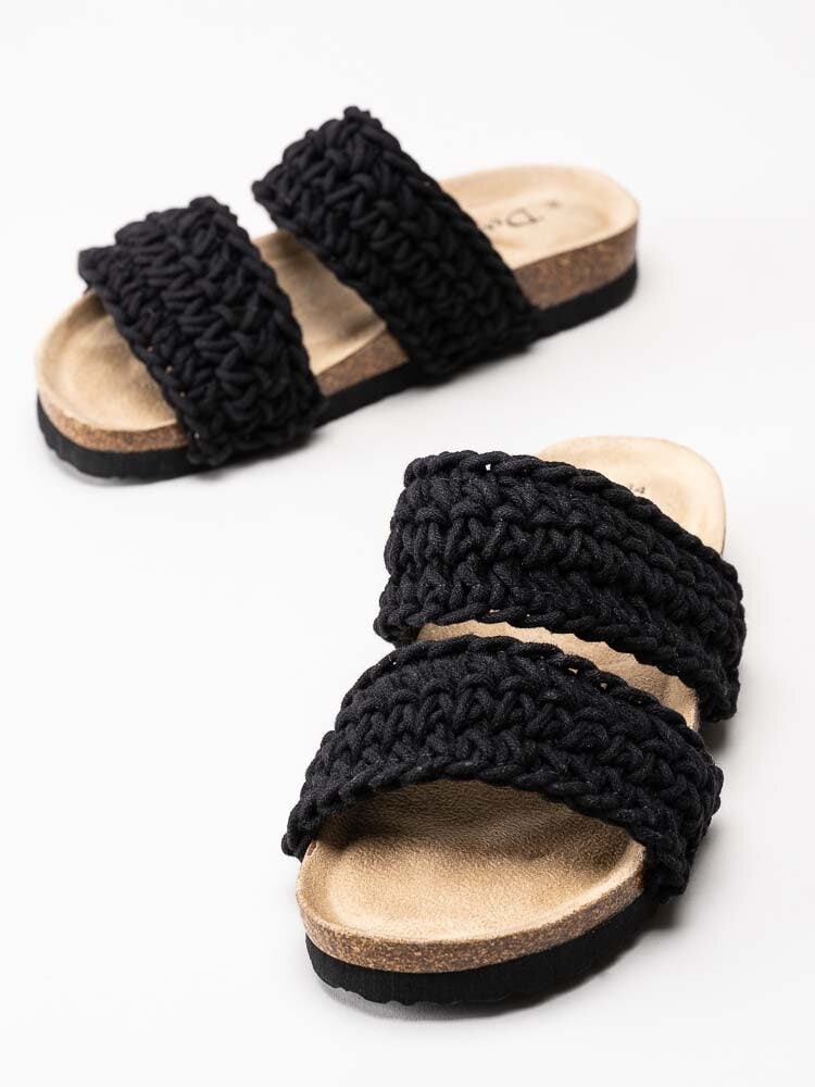 Duffy - Svarta slip in sandaler för barn i grovt virkad textil