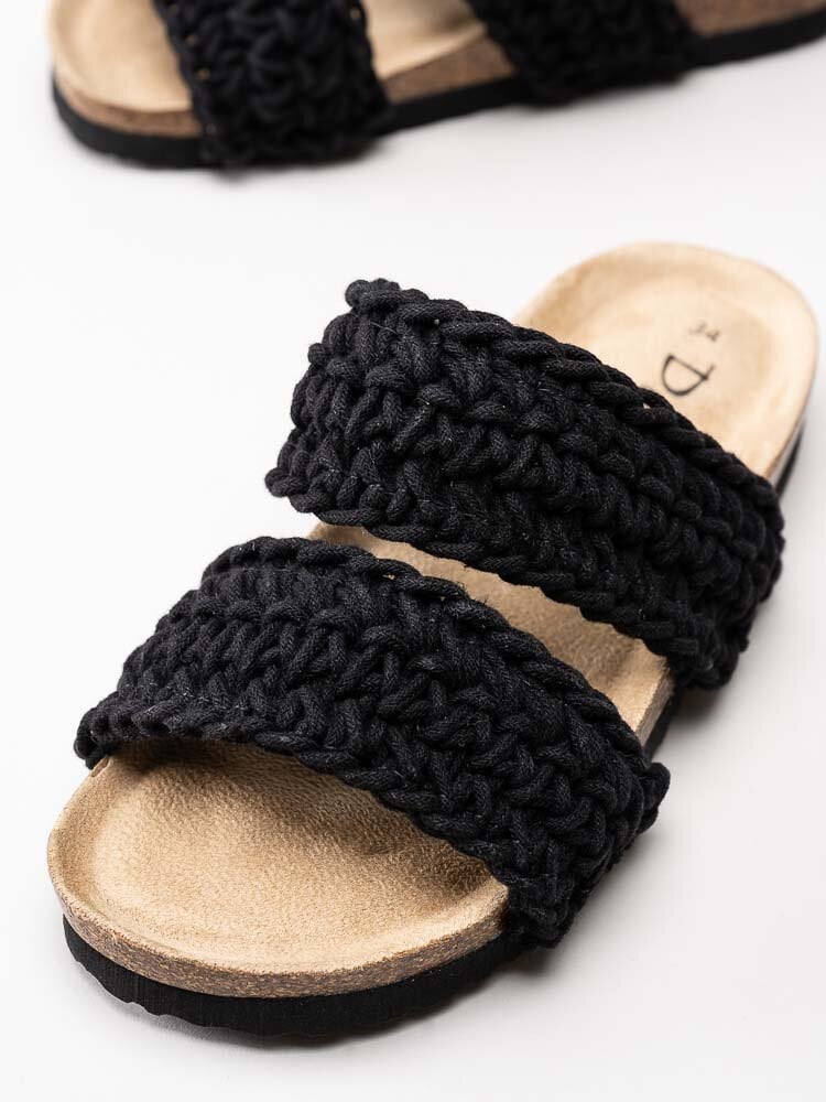 Duffy - Svarta slip in sandaler för barn i grovt virkad textil
