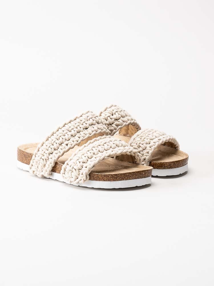 Duffy - Off white slip in sandaler för barn i grovt virkad textil
