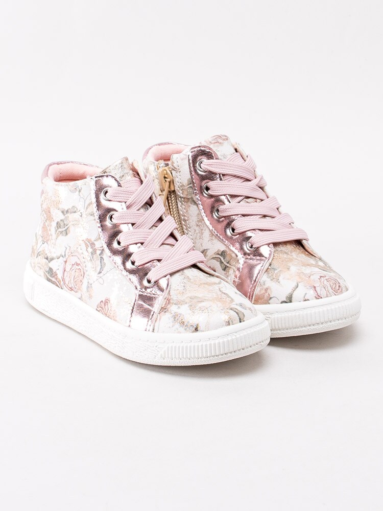 45201019 Gulliver 423-9056-88 Rosa blommiga höga sneakers i små storlekar-3