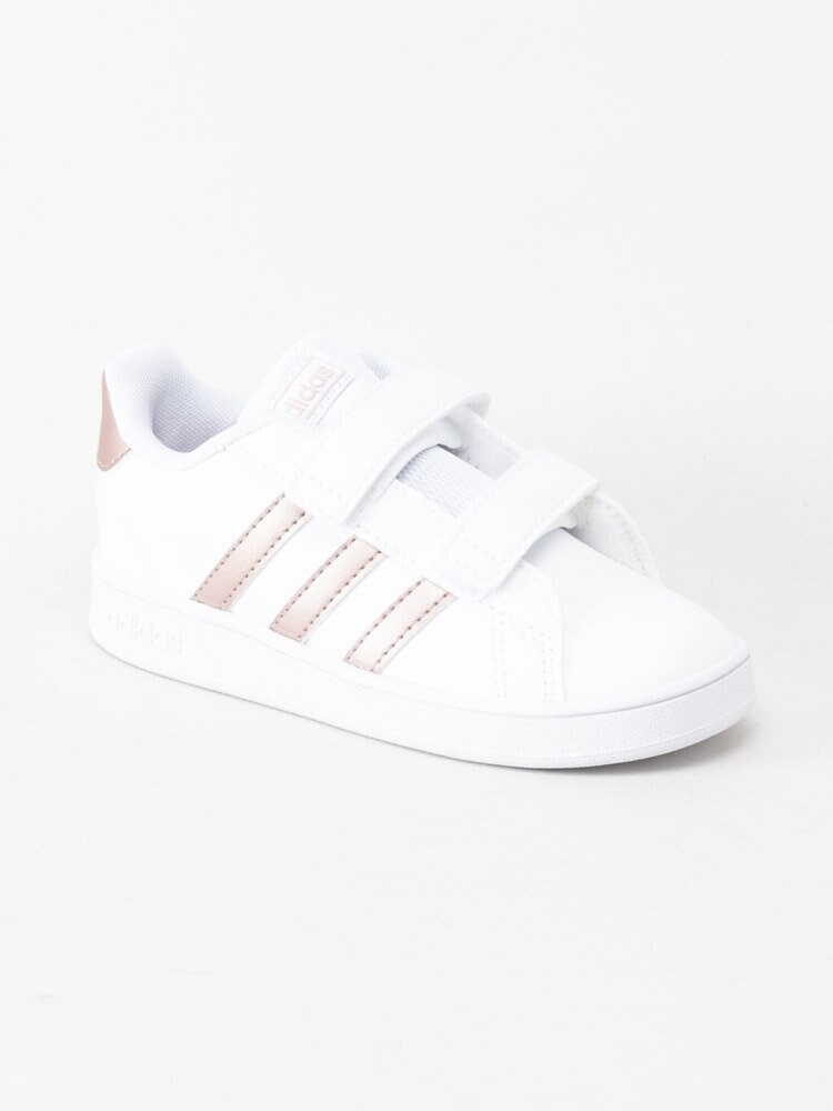 Adidas - Grand Court infant - Vita sneakers med rosa stripes