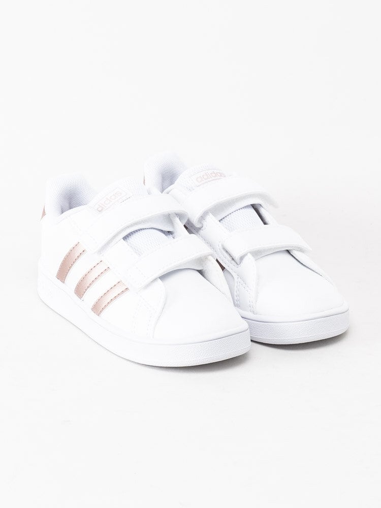 Adidas - Grand Court infant - Vita sneakers med rosa stripes