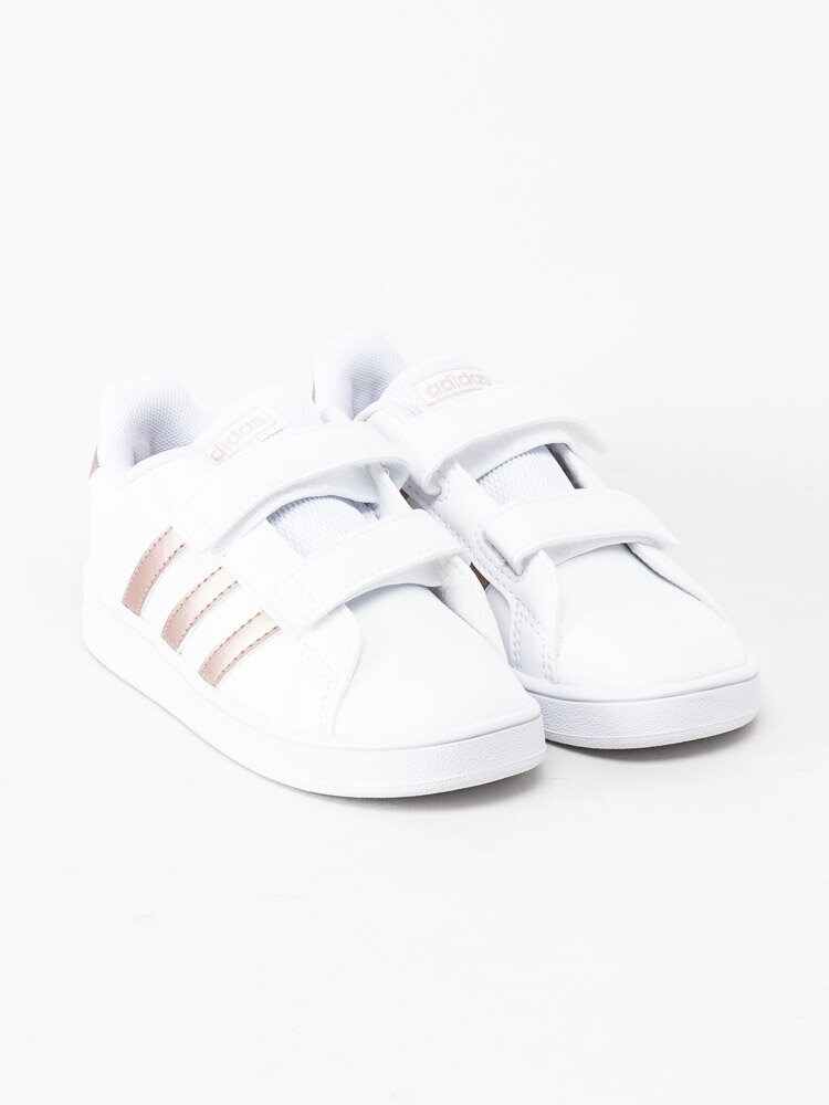 Adidas - Grand Court infant - Vita sneakers med rosa stripes