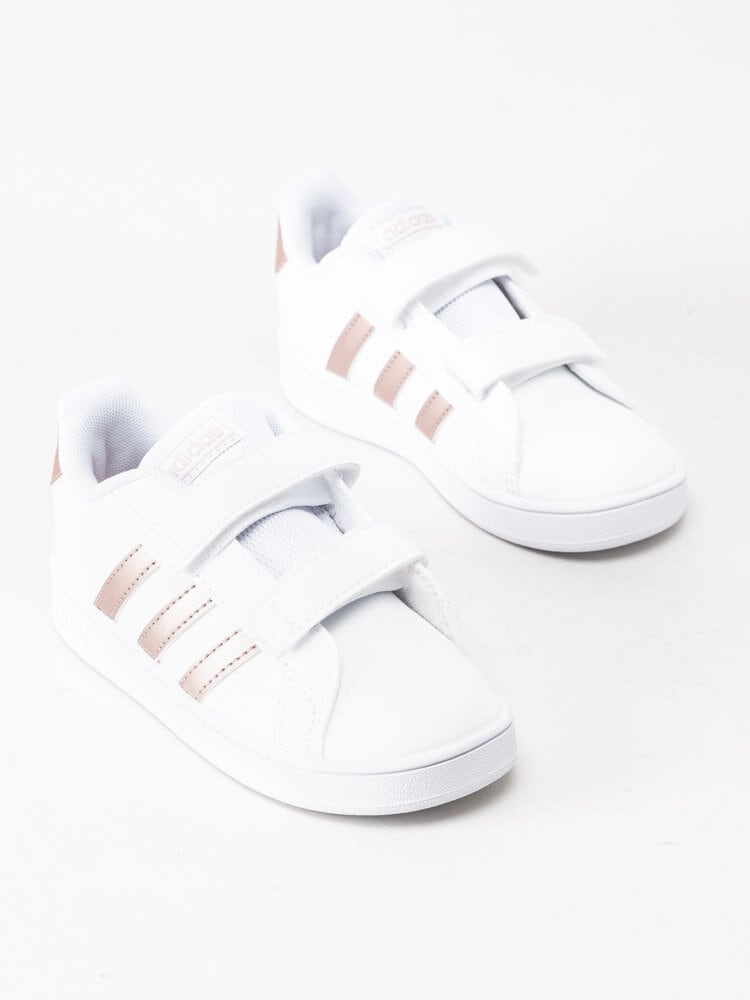 Adidas - Grand Court infant - Vita sneakers med rosa stripes