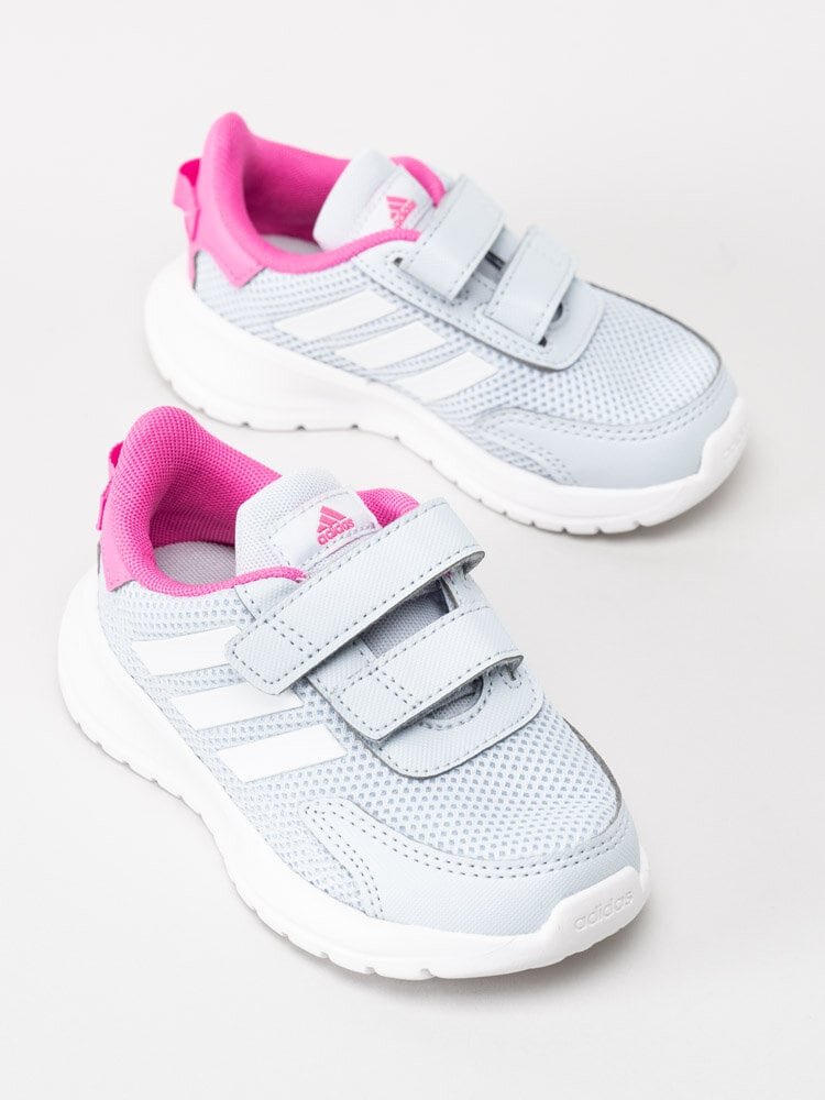 Adidas - Tensaur Run I - Ljusblå sportskor i textil med rosa och vita detaljer