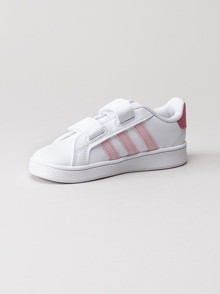 Adidas - Grand Court CF I - Vita sneakers med rosa stripes