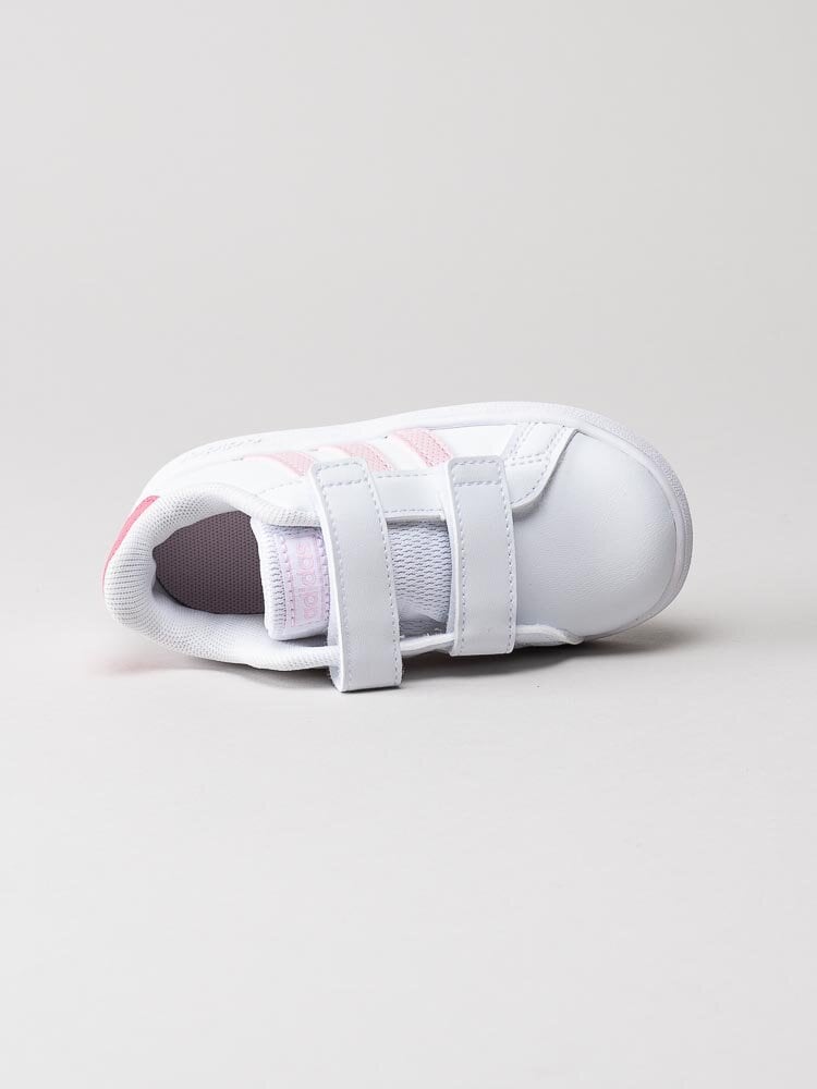 Adidas - Grand Court CF I - Vita sneakers med rosa stripes