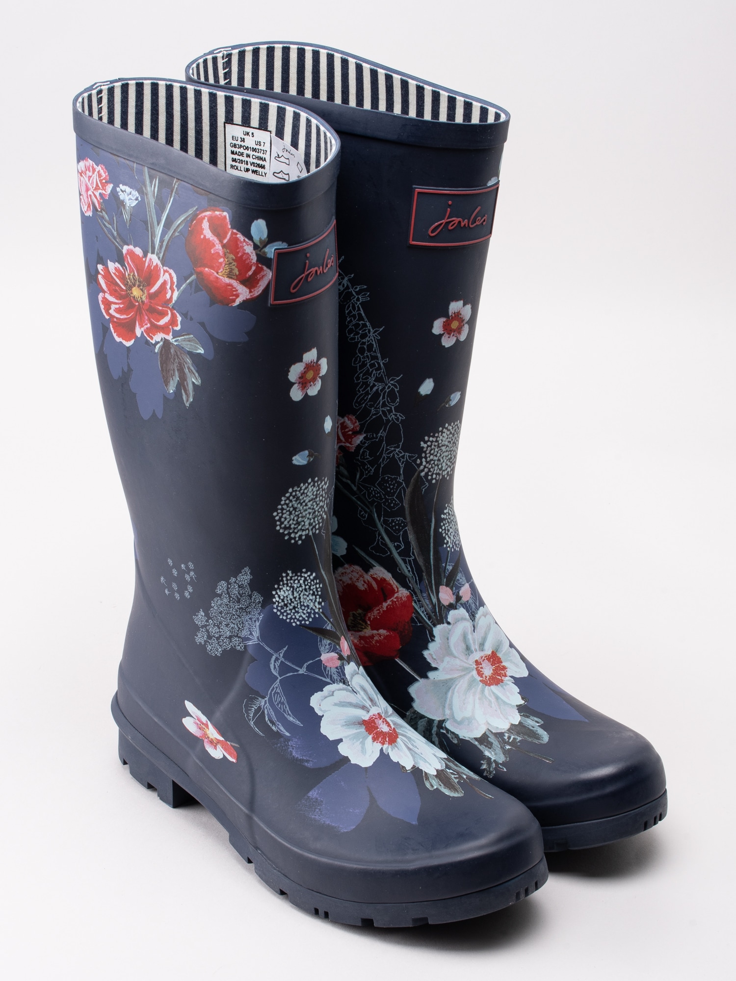 50191010 Joules Roll Up Wellies 201037-NAVFLRL mörkblå höga gummistövlar med blommor-3