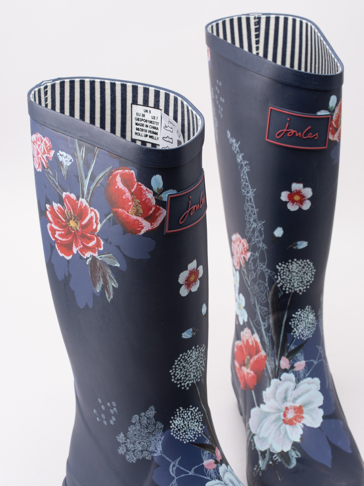 50191010 Joules Roll Up Wellies 201037-NAVFLRL mörkblå höga gummistövlar med blommor-5