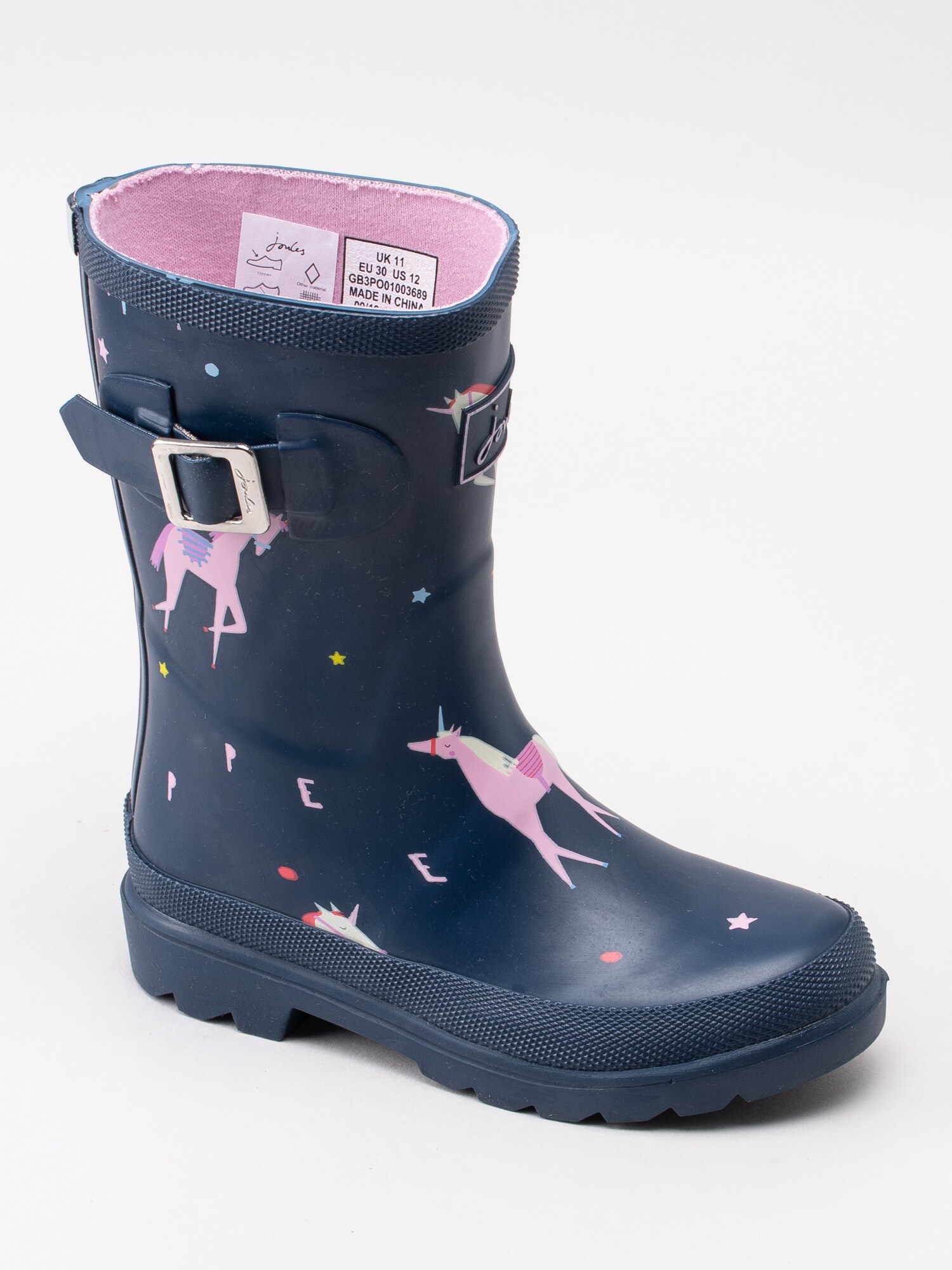 50191017 Joules Jnr Welly Print 201123-BLUEUNICR mörkblå barn gummistövlar med enhörningar-1