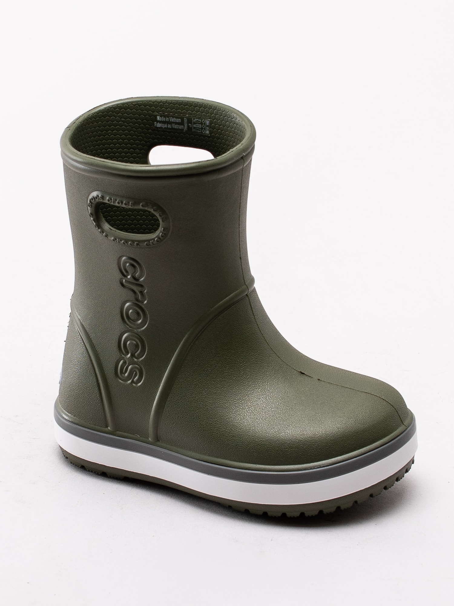 50193001 Crocs Crocband Rain Boot K 205827-3TF mörkgröna gummistövlar med prälgad logga-1