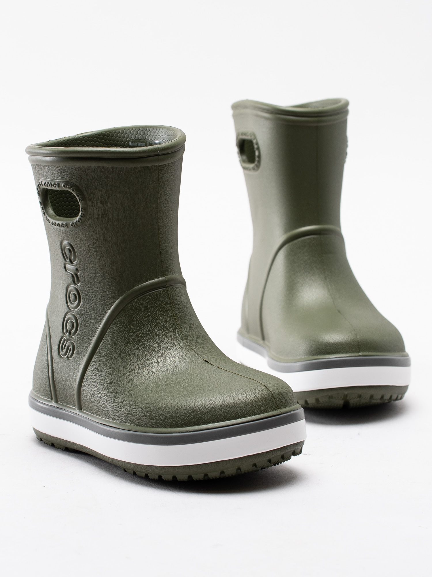 50193001 Crocs Crocband Rain Boot K 205827-3TF mörkgröna gummistövlar med prälgad logga-6