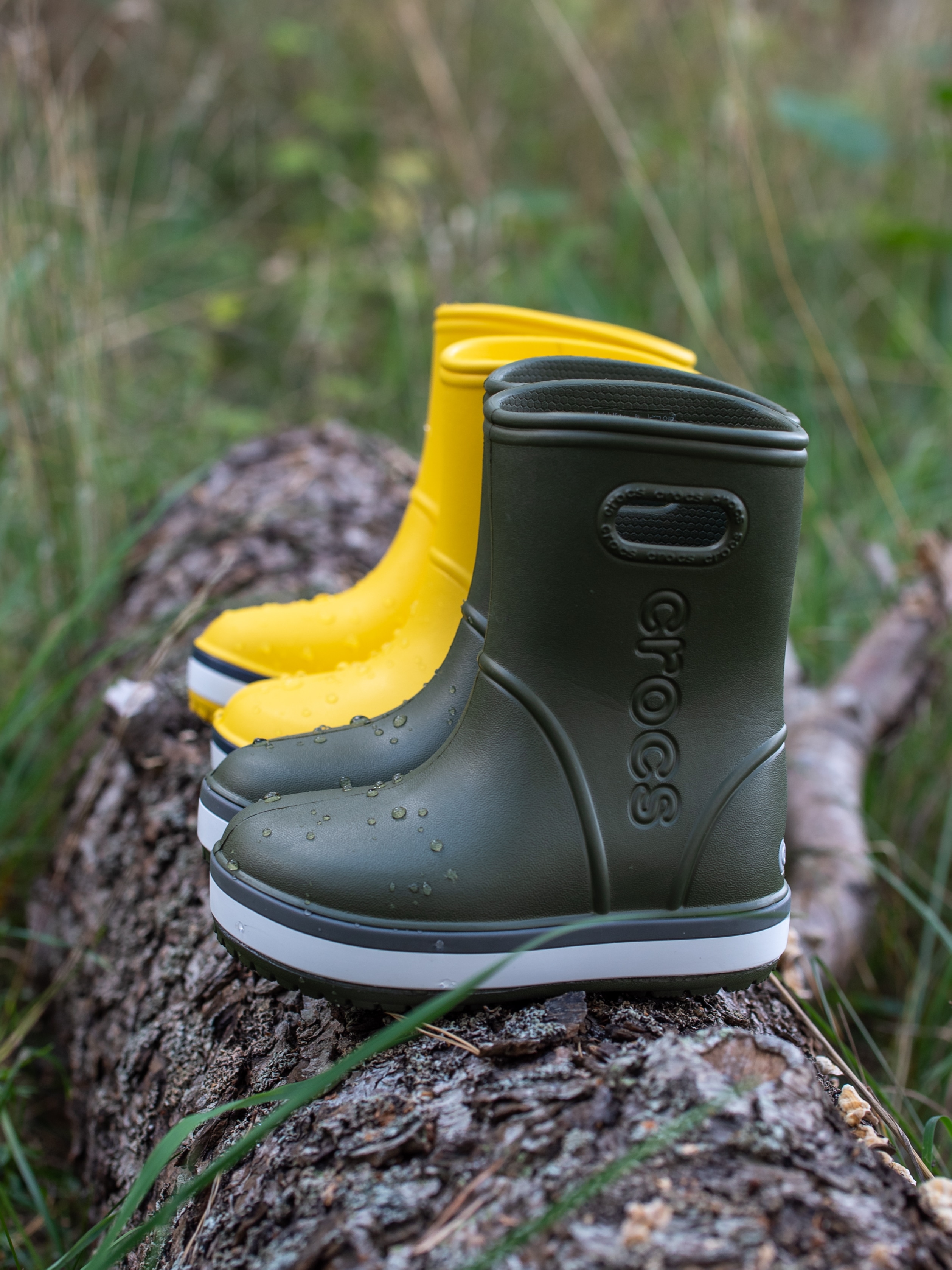 50193001 Crocs Crocband Rain Boot K 205827-3TF mörkgröna gummistövlar med prälgad logga-7